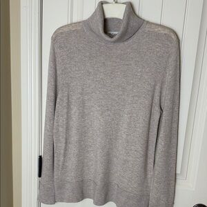 Bleu Gray Cashmere Merino Wool Sweater Tan Lightweight Turtleneck Women's Size M